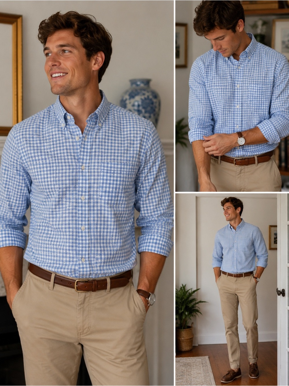 J. Crew Light Blue Gingham Button-Down Shirt - Men's size L